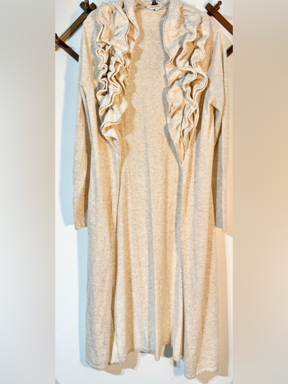 Boston Proper Cream Ruffle Front Cardigan size large